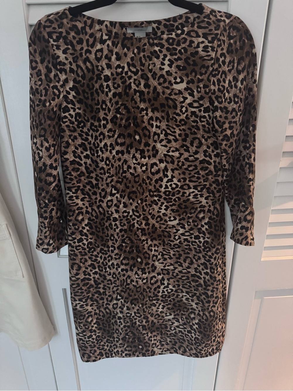 H&M Leopard Print Long Sleeve Sheath Dress in Brown and Black
